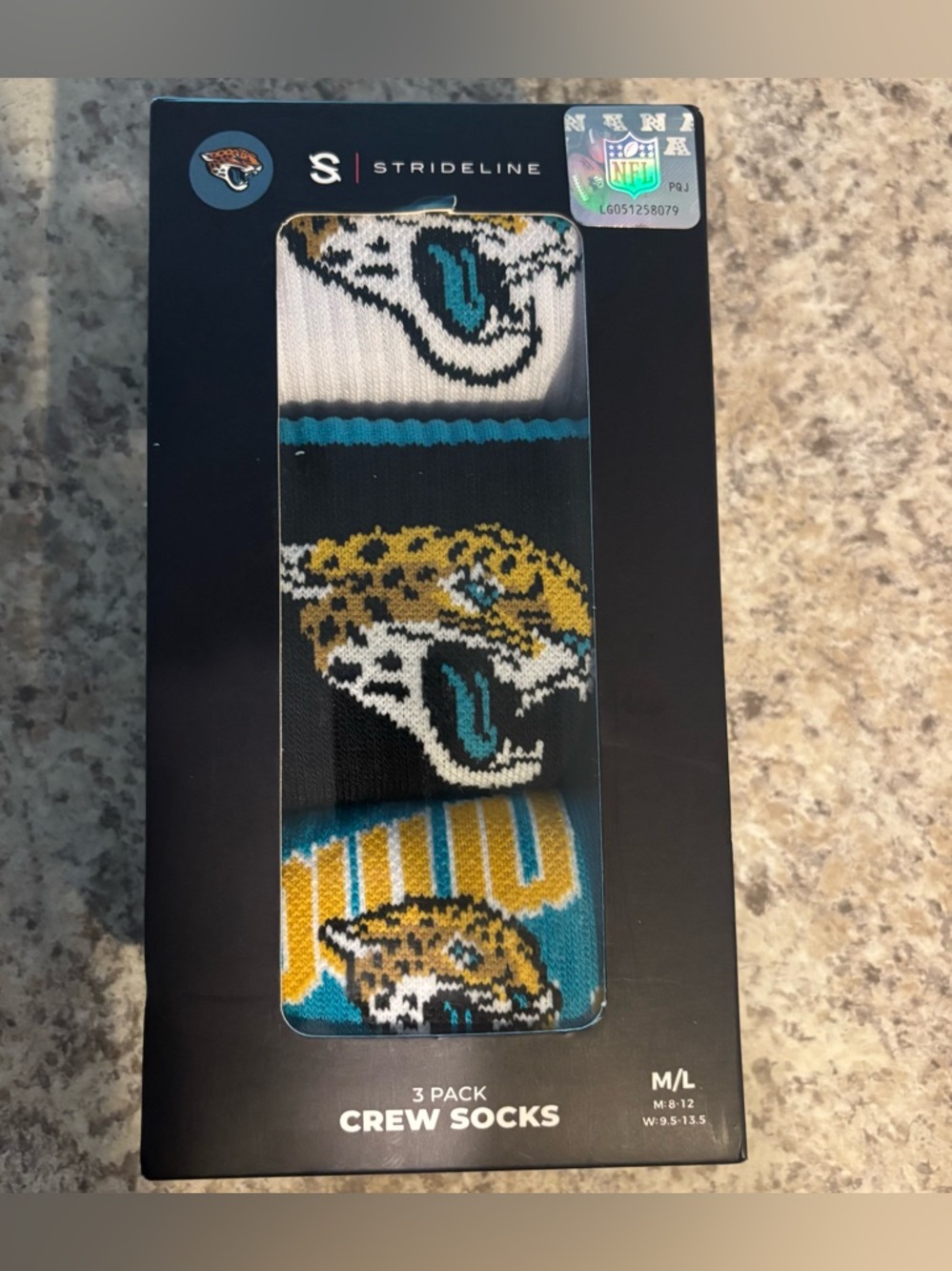 Jacksonville Jaguars Strideline Premium 3-Pack Knit Crew Socks (N02414847ML)